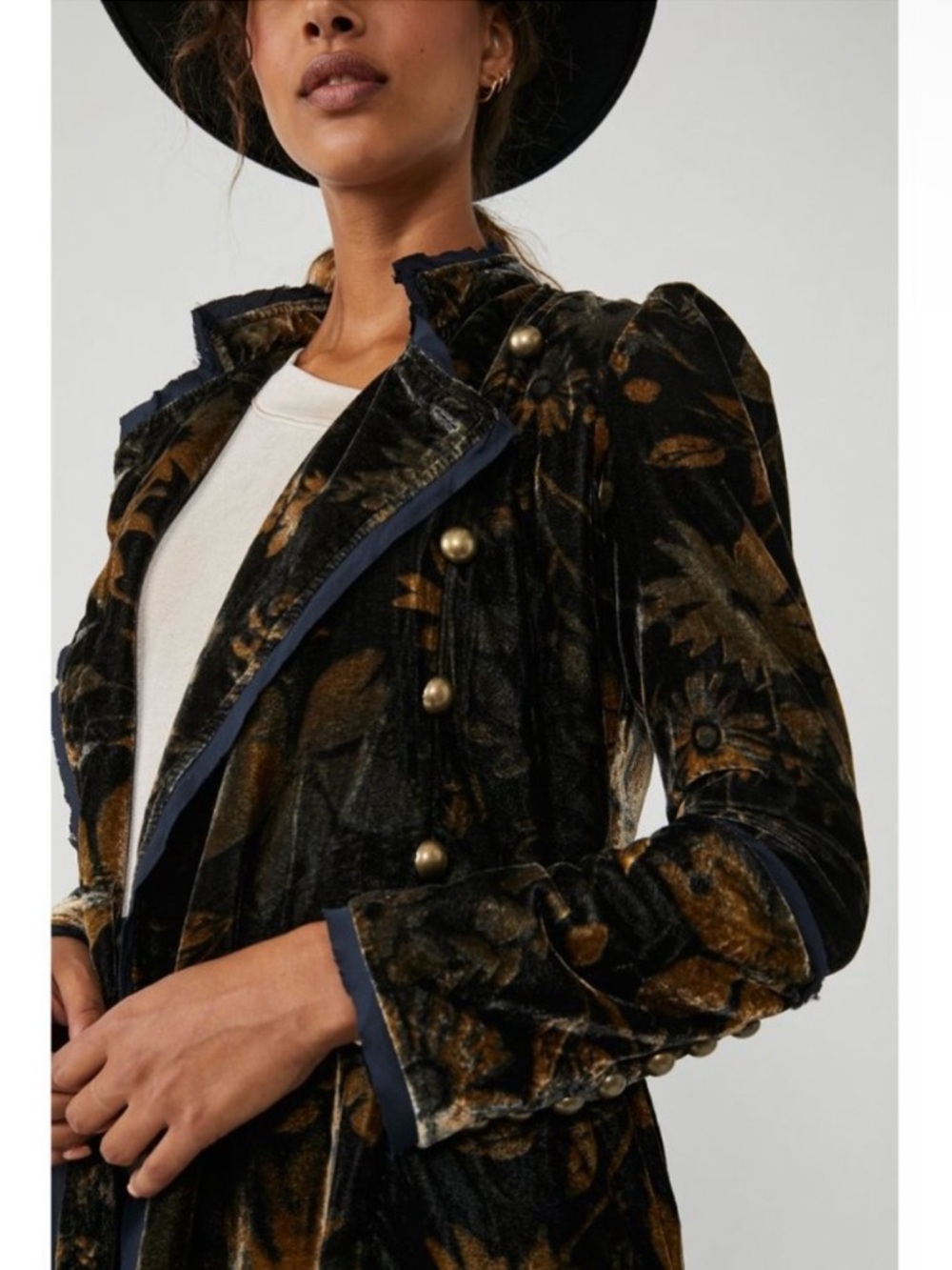 Free People Hazel Velvet Floral Duster Size Small - Picture 3 of 12
